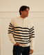 Striped Huxley Quarter Zip - Off White