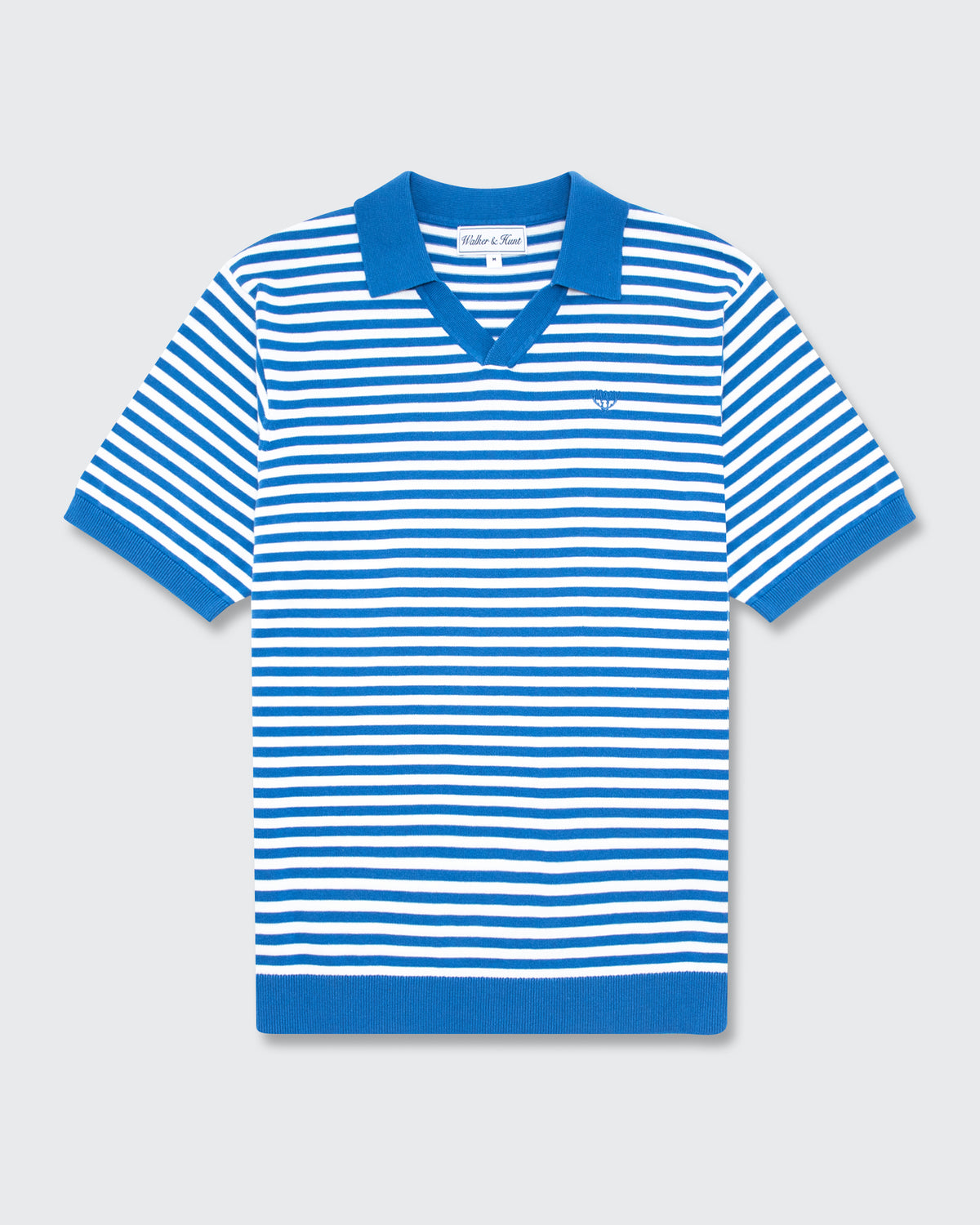 Milton Knitted Polo - Steel & Cream