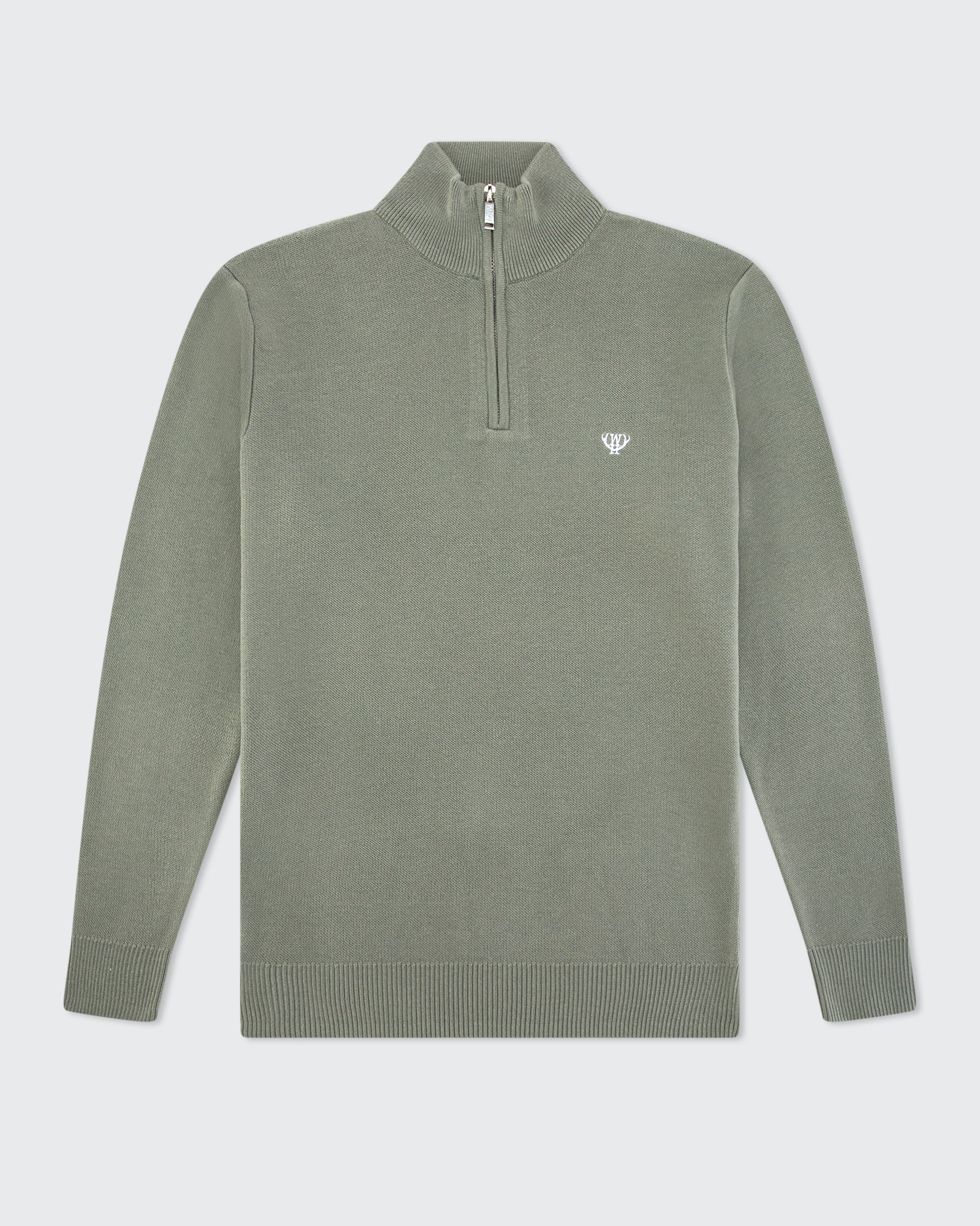 Khaki Knitted Half Zip - XL - トップス